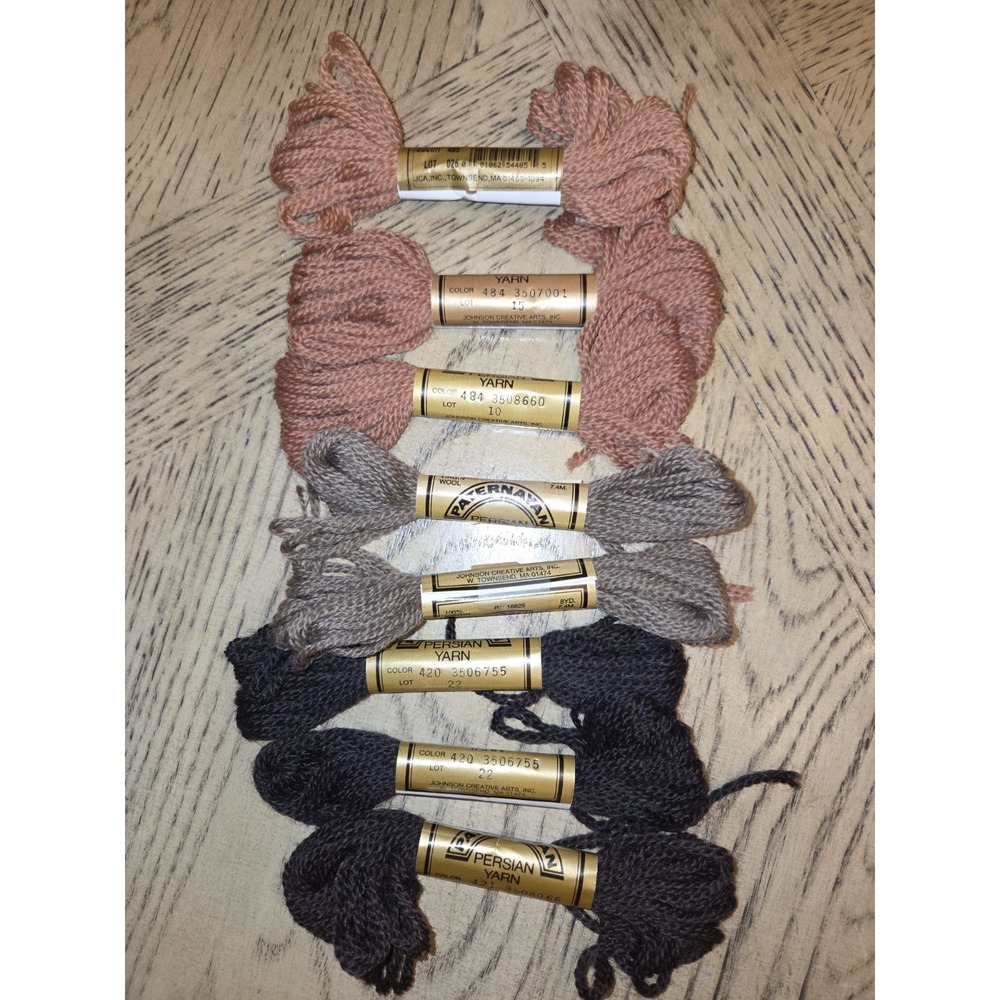 Paternayan Yarn Persian 100% Virgin Wool Yarn Lot New Needlepoint Brown Pink Gry